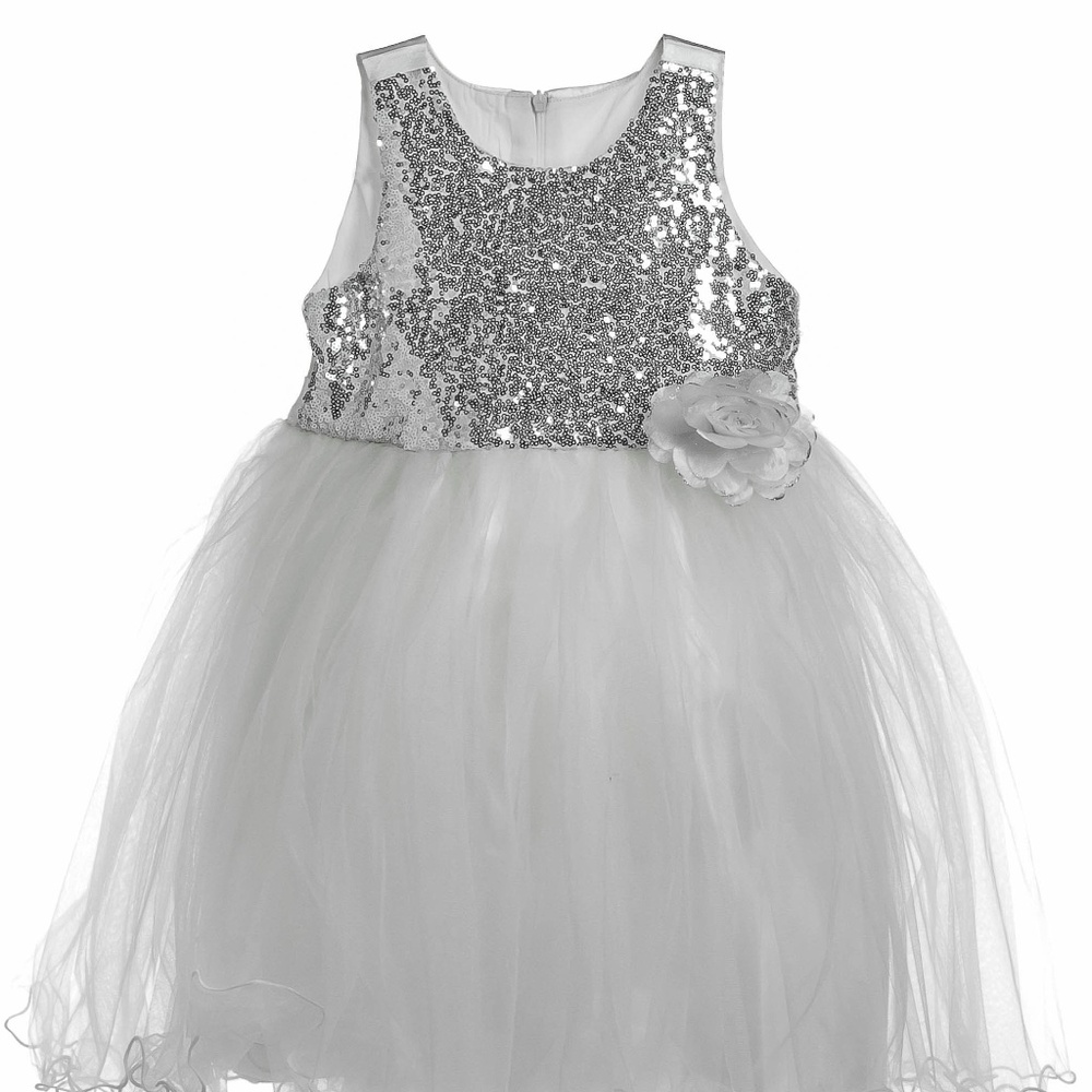 NEW Little Girls Ruffled Tulle White Party Flower Girl Wedding Holiday Dress